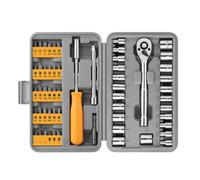 Katnetoly Set di Strumenti di Riparazione Automatica con Chiave A Bussola da 57 Pezzi Strumento di Riparazione con Chiave A Cricchetto In Batch Cassetta Degli Attrezzi Multifunzione Strumenti Hardware