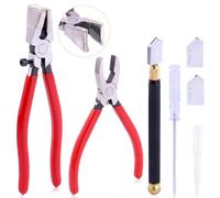 Katnetoly Set di Utensili per Tagliare e Rompere il Vetro, Utensili per Tagliare il Vetro per Impieghi Gravosi, per Vetrate, Pinze da Taglio per Mosaico