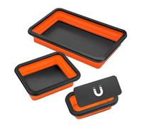 Katnetoly Set di Vassoi per Parti Magnetiche, 3 Vassoi Magnetici Pieghevoli In Silicone di Diverse Dimensioni per Bulloni, Utensili Meccanici