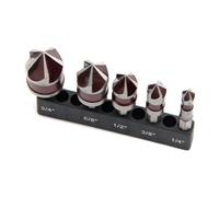 Katnetoly Set Punte per Trapano Svasatore Cobalto M35 A 5 Taglienti In Metallo 82° 5 Pezzi 1/4 Pollici Se Punte Svasate con Codolo Esagonale 1/4 Pollici 3/8 Pollici 1/2 Pollici 5/8 Pollici