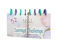 Katnetoly Sfida del Risparmio Libro Budget Riutilizzabile 52 Settimane con Buste per Contanti Busta per Libri