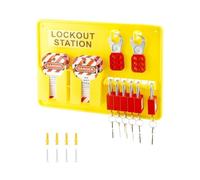 Katnetoly Stazione di Lockout Tagout, Lucchetto di Sicurezza da 6 Pezzi, Stazione di Lockout, 2 Chiavistelli, 32 Etichette, 20 Fascette, per Energia Elettrica