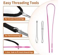 Katnetoly Stringa con Cappuccio da 60 Pollici Sostituzione da 12 Pezzi Stringa del Coregne Draw con Strumento Threader per Pantaloni per Pantaloni della Tuta