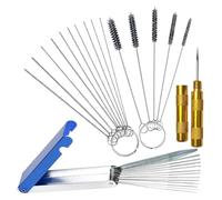 Katnetoly Strumenti di Kit di Pulizia del Carburatore Set: 13 Fili+ 10 + 5 Pennelli+ 1 Pulitore Della Punta Della Torcia Premium per Sporco e Getti di Carbonio