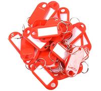 Katnetoly Targhette in plastica per bagaglio ID Label- con targhetta porta-nome, 30 pezzi, colore: rosso