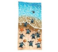 Katnetoly Telo da Spiaggia Ad Asciugatura Rapida con Motivo Tartaruga Marina, Morbido e Assorbente, Adatto per Bagno, Esterno, Piscina e,C