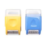 Katnetoly Timbri un Rullo 2 Pezzi Timbro di Sicurezza Rotante per la Re-Inchiostrazione Illimitata di Prevenzione del Furto di Identità (Azzurro + Giallo)