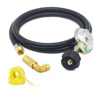 Katnetoly Tubo Regolatore di Propano da 6 Piedi con Manometro, Parti di Ricambio per Regolatore di Griglia Universale QCC1 con Adattatore A Gomito A 90 Gradi Durevole e Facile da Installare