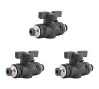 Katnetoly Valvola A Sfera con Valvola Push Connect da 4 mm Valvola di Controllo del Flusso D'Aria da 4 mm Raccordi per Tubi con Valvola A Connessione Rapida Confezione da 3 Facili da Installare Facili