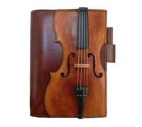 Katnetoly Violino In Pelle Musica Music Journal Notepad-Cowhide con Design di Note Musicali, Libro A Foglie Sciolte per Musicisti