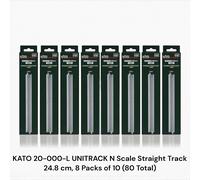 KATO 20-000-L UNITRACK Scala N Binario dritto 24,8 cm, 8 confezioni da 10 (80...