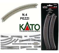 KATO 20-110 N.4 BINARI a CURVI con MASSICCIATA 45° mm.282 RADIUS R282 SCALA-N