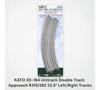 KATO 20-184 Unitrack Double Track Approach R315/282 22,5° binari sinistro/destro