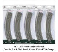 KATO 20-187 Scala N Unitrack Double Track Slab Curve Track R381-45° Confezion...