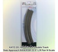 KATO 20-188 Unitrack Double Track Slab Approach R414/R381 22,5° L/R Coppia Sc...