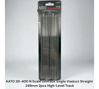 KATO 20-400 Scala N Unitrack Singolo Viadotto Dritto 248mm 2pz Binario Alto L...