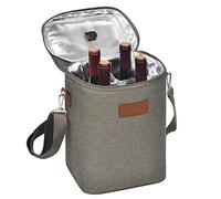 Kato Insulated Wine Tote - 4 bottiglia da viaggio imbottito vino/champagne Cooler Carrier con maniglia e tracolla, ottimo regalo per gli amanti del vino The size for most Gray