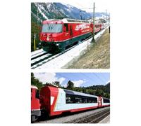 KATO K10-2026 N Glacier Express Ge 4/4 III + 2 vagoni passeggeri della RhB