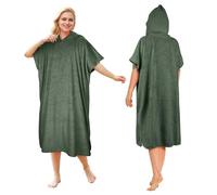 Kato Tirrinia - Asciugamano con cappuccio, per adulti, per surf, antivento, per uso esterno, super assorbente, compatto e leggero, taglia unica, colore: verde militare