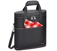 Kato Tirrinia Borsa per vino isolata - 3 bottiglie di vino con manico e tracolla regolabile gratis apribottiglie per cintura di raffreddamento da viaggio picnic grigio 29 x 10 x 33 cm