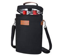 Kato Tirrinia Borsa termica per bottiglie da 2/4, borsa termica per vino, portatile, con cinghie, per picnic, feste, BYOB, ristorante, campione di vino, beige, 21 x 9 x 35 cm, Nero