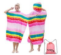 Kato Tirrinia Surf Poncho, aiuto per trasloco da donna, da uomo, con cappuccio, assorbente, antivento, per surfisti, nuoto, campeggio, sauna, bagno, arcobaleno