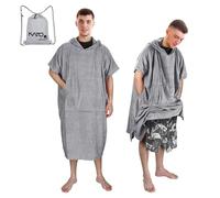 Kato Tirrinia Surf Poncho con borsa, Poncho da bagno in microfibra per donne e uomini, Poncho da spiaggia con cappuccio e asciugamano assorbente per il nuoto e gli sport acquatici della sauna, grigio