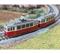 KATO TRAM URBANO MOTORIZZATO ROSSO +RIMORCHIO UTILIZZATO IN ITALIA SCALA N 1/160
