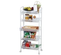 Katolang Carrello portaoggetti da cucina, cestino impilabile a più livelli, grande scaffale con ruote a 360 gradi per frutta e verdura, ripiano in filo metallico con cestino staccabile per cucina