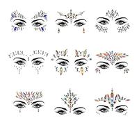KATOOM 9stk Gesicht Edelsteine Selbstklebend Strasssteine Tag der Toten Make Up Glitzersteine Day of The Death Strass Steine Aufkleber Körperschmuck Schmucksteine für Karneval Halloween Fasching