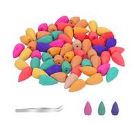 KATOOM Incenso cono 200 PCS Incenso cono riflusso e 1 PCS pinzette Dieci tipi di gas aromatici misti naturali Rose Jasmine Lily Peppermint Lavender Aiutandoti a ridurre lo stress