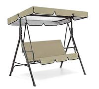 Katpost Set di coperture per dondolo da esterno, con cuscino di ricambio per dondolo a 3 posti, copertura per dondolo da giardino (01-beige)