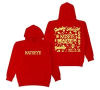 Katseye Beautiful Chaos Merch Felpa con cappuccio a maniche lunghe Streetwear uomo donna felpe con cappuccio, Rosso, 4XL