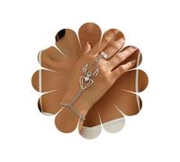 Katshdan Braccialetto con anelli gotici, a forma di animali | Bracciale gotico in oro e argento a forma di mano, gioiello in lega che collega il polso al dito. Per Halloween