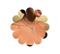 Katshdan Collana con ciondolo a forma di croce in argento con strass e zirconia cubica, grande crocifisso con zirconia cubica, catena da tennis, collane girocollo con strass super scintillanti