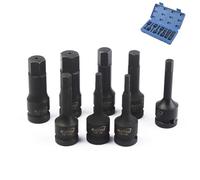 KATSU 1/2" Set di Chiavi a Bussola Profonda Hex Allen 8 Pezzi, 5mm-19mm Heavy Duty Metrico Chiave, Acciaio al Cromo-Molibdeno di Qualità, Strumento di Riparazione Motori Camion e Trattori 420410
