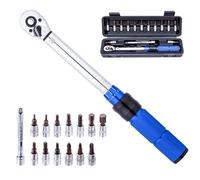 KATSU - Chiave dinamometrica a scatto da 1/4", 15 pezzi, 2-24 Nm, 72 denti, con punte esagonali e Torx e barra di estensione per riparazione di biciclette da strada e montagna