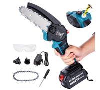 KATSU FIT-BAT 21V Motosega a Batteria 6 Pollici con 3,0Ah Batteria e Caricabatterie, Catena Extra e Pompa Dell'olio Manuale, per Rami di Alberi, Taglio del Legno