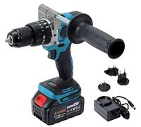 KATSU FIT-BAT 21V Trapano Avvitatore a Percussione a Batteria Brushless con 4,0Ah Batteria, 13mm Mandrino Autoserrante, 2 Velocità e Luce a LED per lavori di bricolage e DIY