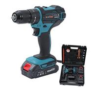 KATSU FIT-BAT 21V Trapano Avvitatore a Percussione a Batteria Combo Set con 2 x 2,0 Ah Batterie e Accessori, 13mm Mandrino senza Chiave, 2 Velocità e Luce LED, per la Casa DIY 102675