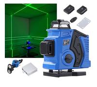 KATSU Livella laser Autolivellante verde 4x360°, 4D Livello Laser 16 Linee, Linea Trasversale Verde Orizzontale Verticale Strumento Laser con Modalità Impulsi per Interni ed Esterni, con Batterie 2X
