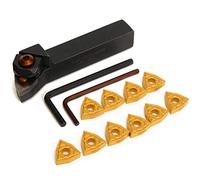 KATSU Portautensili Tornitura per Tornio con Inserti Indicizzabili 16X100mm con 10 Inserti WWLNR1616H08 e WNMG0804 Inserti 111100