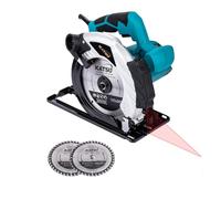 KATSU Sega Circolare 185mm 1600W con Guida Laser e 2 Lame 24T+ 40T, Taglio Massima 65mm (90°) e 45mm (45°), per la Lavorazione del Legno Morbido Metallo e Taglio di Plastica