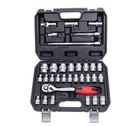 KATSU Set di Chiavi a Bussola 1/2" 32 Pezzi, Unità Metrica da 8-32mm con Chiave a Cricchetto a Sgancio Rapido a 72 denti e Barra di Prolunga, Strumento di Riparazione Automatica 420347