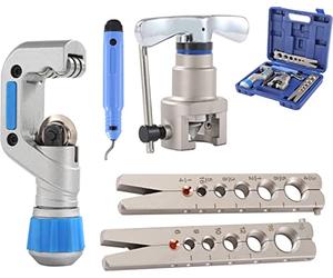 KATSU Strumento di svasatura tagliatubo kit di taglierine per utensili svasatori per tubi 45 gradi tipo conico eccentrico, 6-19mm, 1/4" - 3/4" per tubi di rame alluminio