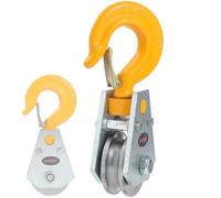 KATSU Tools 3 Ton Snatch Block con 2 cuscinetti, gancio girevole e fermo, rullo di blocco della puleggia del cavo metallico per impieghi gravosi, blocco di sollevamento di trazione di carico