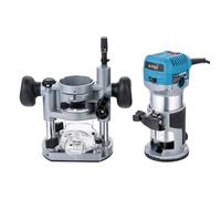 KATSU Tools Fresatrice/trimmer legno elettrica 710 W - soft start, base a immersione, corpo in alluminio, 3 mandrini (1/4", 6 mm, 8 mm) fai-da-te