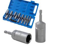 KATSU Tools Set di 16 Bussole Lunghe per Dadi, Misure Metriche 5.5-19mm, Attacco Esagonale 1/4", Magnetiche, per Trapano e Avvitatore Elettrico, Lunghezza 80mm