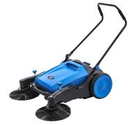 KATSU Tools Spazzatrice Manuale, 2 Spazzole Laterali, Contenitore Rifiuti da 55L, Larghezza di Spazzamento 1050mm, Manico Regolabile e Pieghevole, per Uso Interno ed Esterno 335140