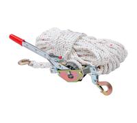 KATSU Tools Tirante a Corda con Cricchetto Pesante, Capacità 3/4 Ton, Corda 30m x 15mm, 2 Ganci in Acciaio, Verricello per Barche, Rimorchi, Tronchi e Abbattimento Alberi